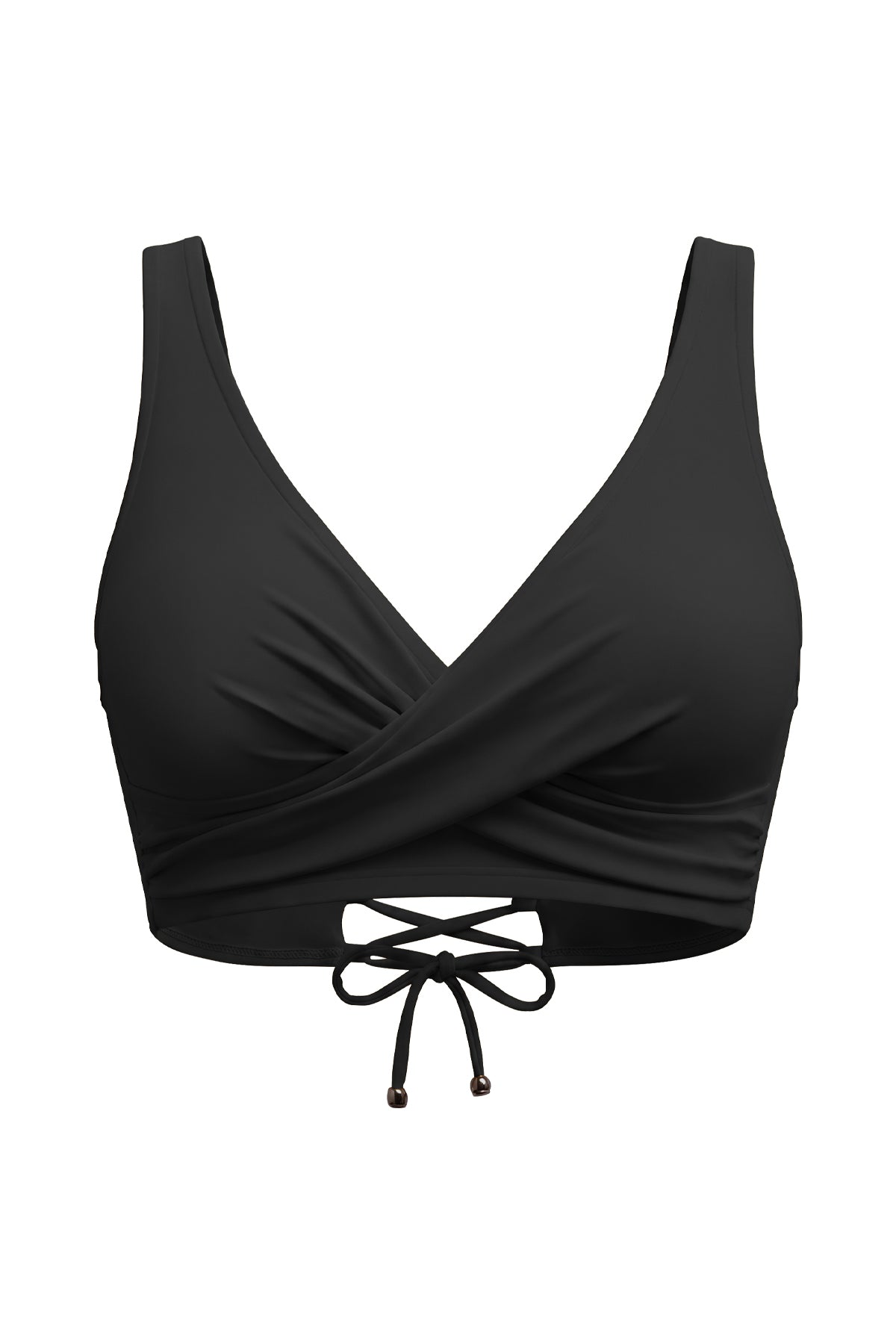 Crossover Twist-Front V-Neck Bikini Top with Side Boning