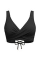 Crossover Twist-Front V-Neck Bikini Top with Side Boning