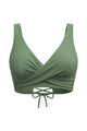 Crossover Twist-Front V-Neck Bikini Top with Side Boning