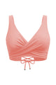 Crossover Twist-Front V-Neck Bikini Top with Side Boning