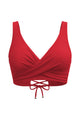Crossover Twist-Front V-Neck Bikini Top with Side Boning