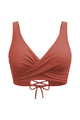 Crossover Twist-Front V-Neck Bikini Top with Side Boning