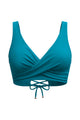 Crossover Twist-Front V-Neck Bikini Top with Side Boning