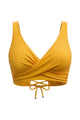 Crossover Twist-Front V-Neck Bikini Top with Side Boning