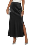 The Essential Satin Maxi Skirt – High Waisted, Side Split, Effortless Drama