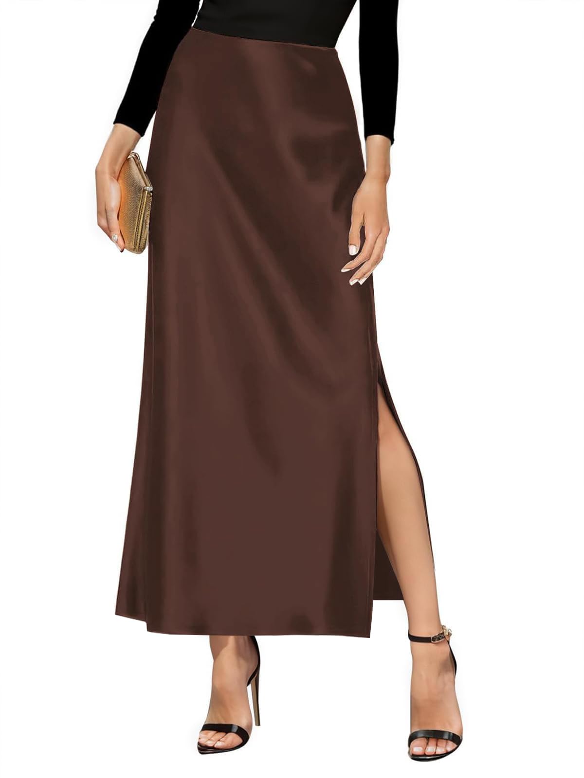 The Essential Satin Maxi Skirt – High Waisted, Side Split, Effortless Drama