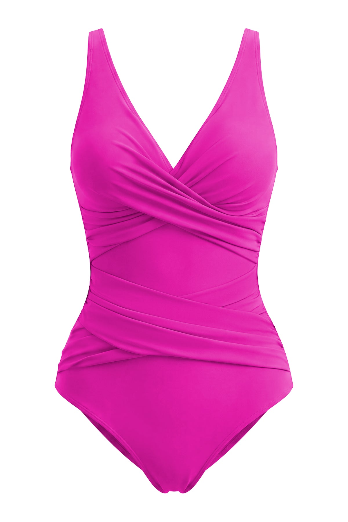 Crossover Cross-Ruched V-Neck Tummy Control One-Piece Swimsuit