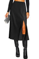 Satin Side Split Midi Skirt