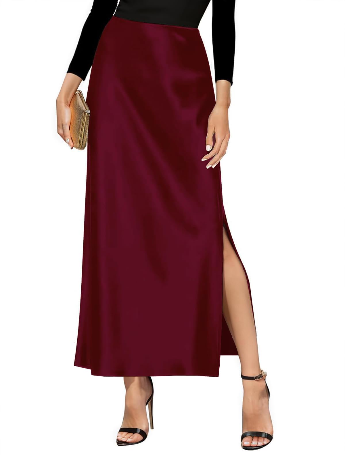 The Essential Satin Maxi Skirt – High Waisted, Side Split, Effortless Drama
