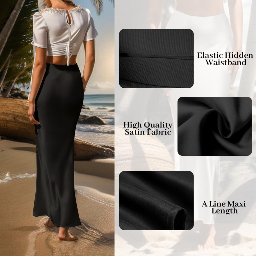 The Essential Satin Maxi Skirt – High Waisted, A Line, Effortless Elegance